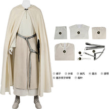 Halloweeen Gandalf Cosplay Costume Men Medieval Retro Sorcerer Uniform Suit White Hooded Cloak Suit Carnival Party Outfits