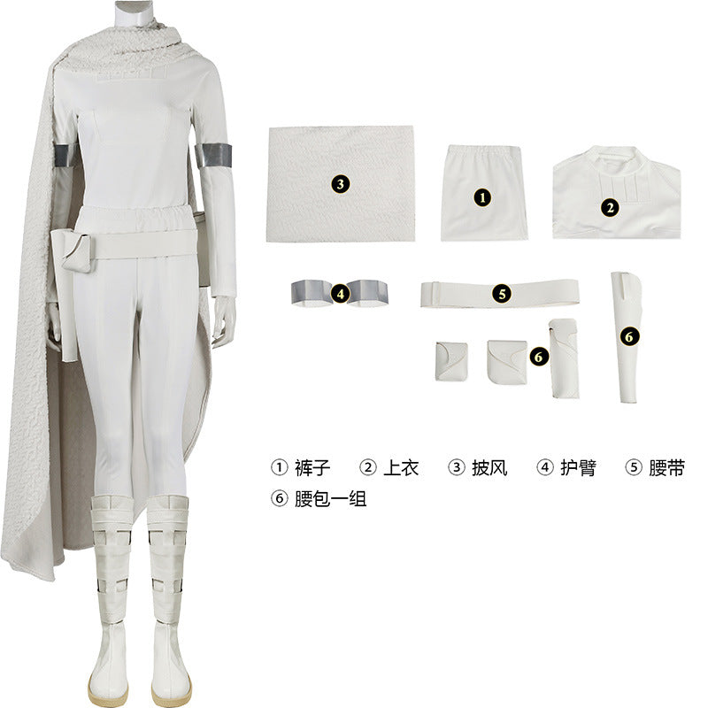 Cos Amidala Cosplay Waistbag Cloak Battle Suit Movie Space Battle Fantasia Disguise Women Female Halloween Carnival Party