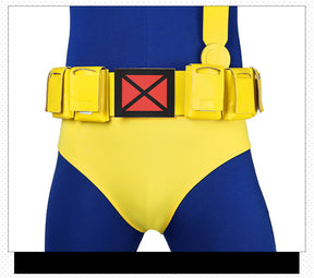 Superhero X MEM 97 Cyclops Cosplay Jumpsuit and Mask Scott Summers Costume Set Bodysuits Halloween Party Roleplay Zentai Suit