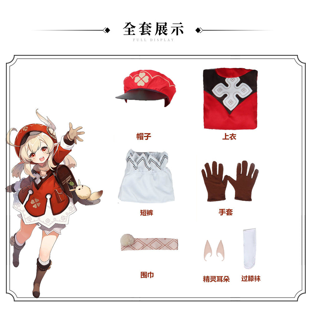 Klee Cosplay Costume Women lovely Hat Doll Dress Outfits Impact Klee Blossoming Starlight Halloween Cos Costumes