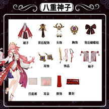 Genshin Impact Yae Miko Cosplay Costume Uniform Wig Cosplay Anime Chinese Style Halloween Costumes for Women Game