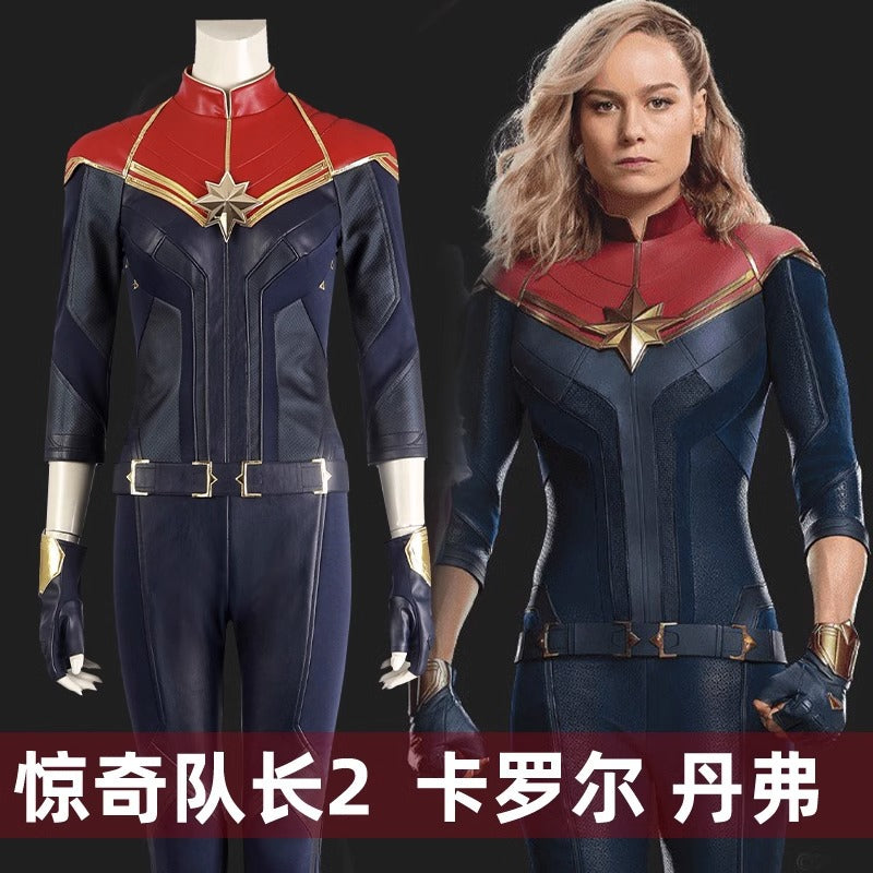 Halloween Carol Danvers Cosplay Costume Adults Kids Female Superhero Zentai Suit Woman Girls Bodysuit