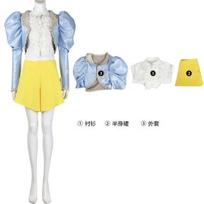 Bella Baxter Cosplay Costume Movie Poor Cos Thing Women Blue Coat Yellow Skirt Halloween Carnival Party Suit