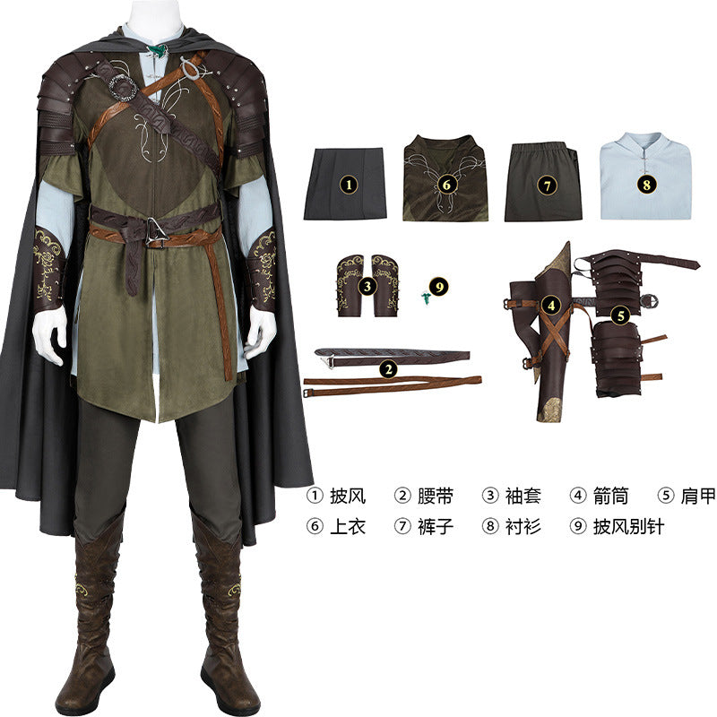 Legolas Cosplay Costume Adult Mens Elf Prince Leather Battle Suit Outfit Full Set Halloween Party Outfits Hand Made Any Size