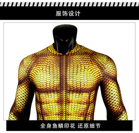 Aqua Man Cosplay Costume Lost Kingdom Cos Outfit Mens Arthur Curry Battle Suit Tight Bodysuit Jumpsuit Party Carnival Comic Gift