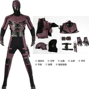 Superhero Daredevil Cosplay Costume Jumpsuit Michael Murdock Soldier Battle Suit With Headgear Full Set