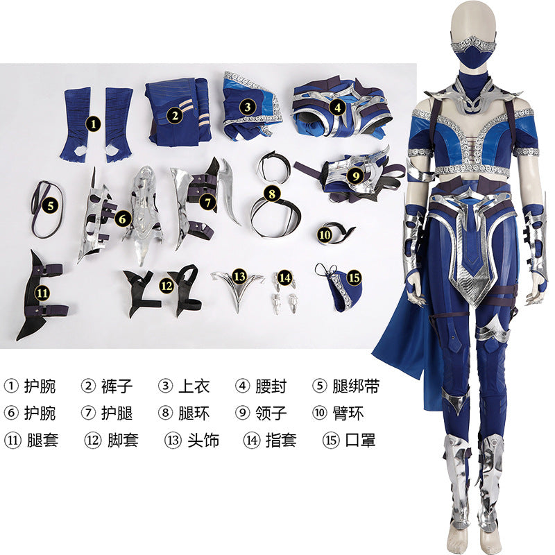 Mortal Kombat Kitana Cosplay Fantasia Costume Sexy Jumpsuit Mask for Adult Women Fantasy Outfit Halloween Carnival Suit