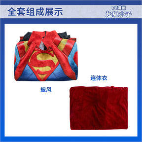 Super Boy Conner Cosplay Kent Costume Jumpsuit Cape Set Superhero Adult Men's Halloween Party Suit Comics Character Costume