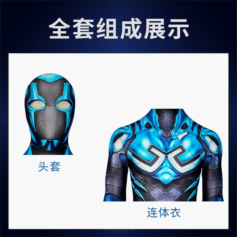 Movie Blue Beetle Cosplay Costume Jumpsuit Polyester Zentai Kids Adults Halloween Party Carnival Role Play Outfits Bodysuit