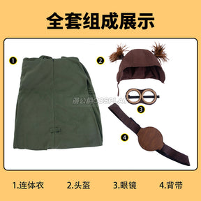 Little Nightmares III 3 Alone Cosplay Costume Green Jumpsuit Hat Cap Head Cover Bag Helmets Glasses Halloween Party Outfits