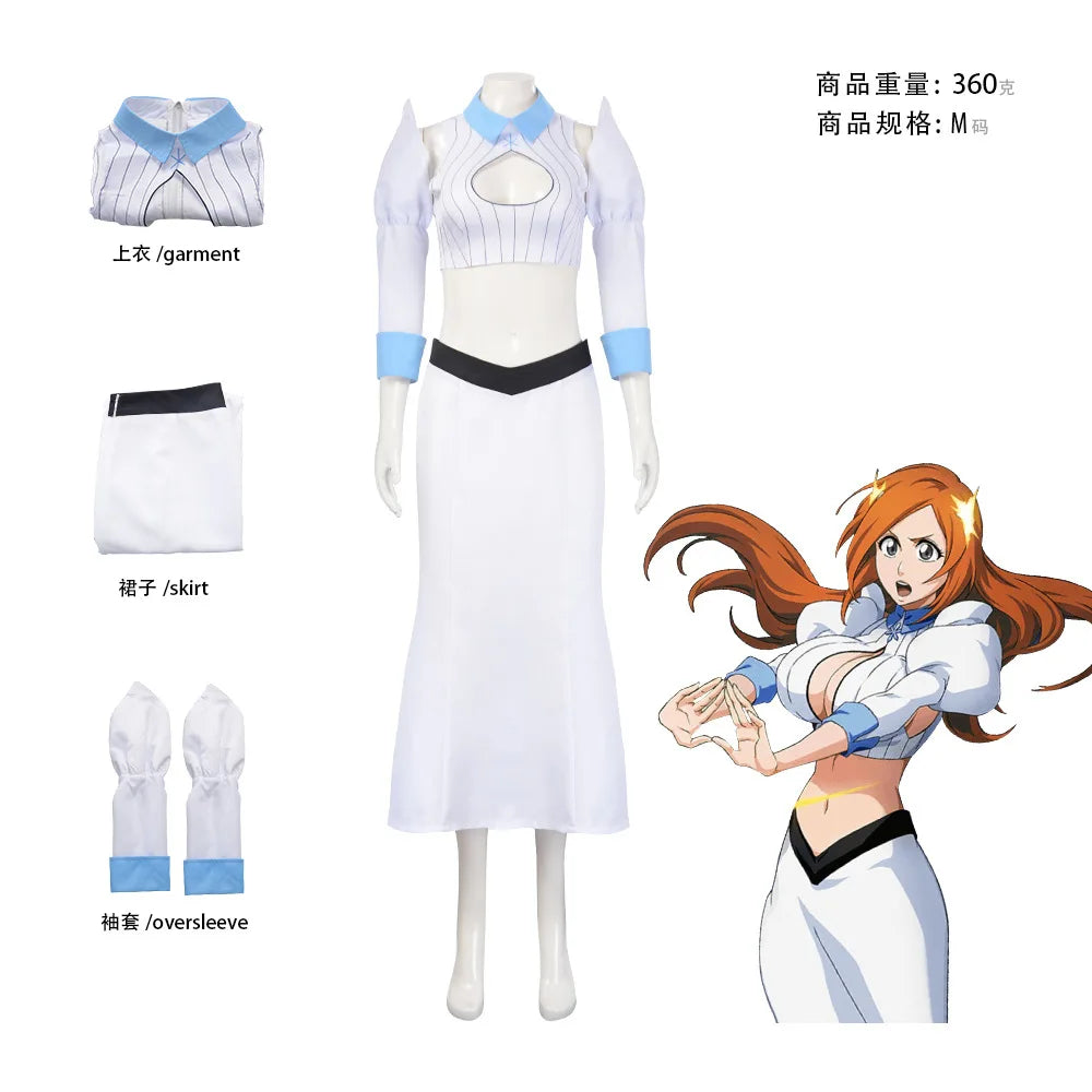 Orihime Inoue Cosplay Suit Inoue Oritime Sexy White T-Shirt Skirt Suit Halloween Carnival Suit XS-XXXL Suit