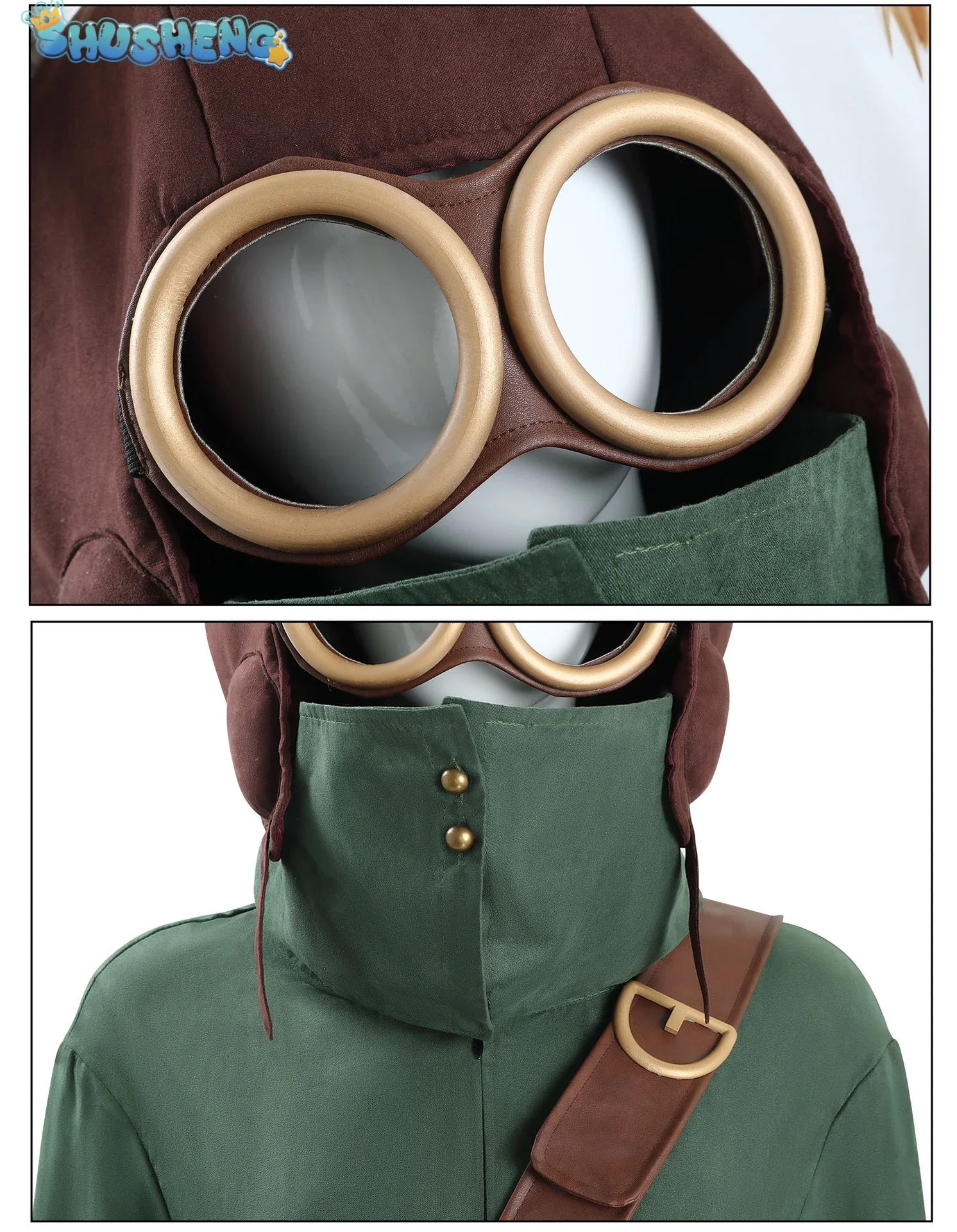 Shusheng-N Alone Cosplay Costume Game Nightmares III 3 Green Jumpsuit Hat Cap Head Cover Bag Helmets Glasses Halloween Party XS-XXXL