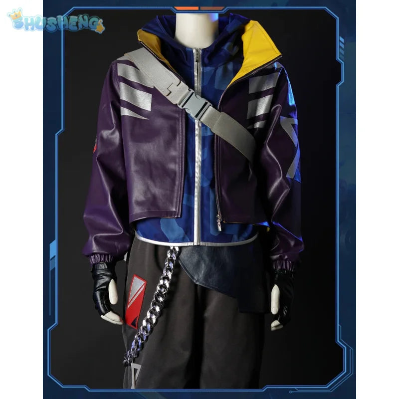 Anime Game LOL True Damage Ekko Fashion Uniform Cosplay Costume Halloween Carnival Party Outfit Casual Clothing Men