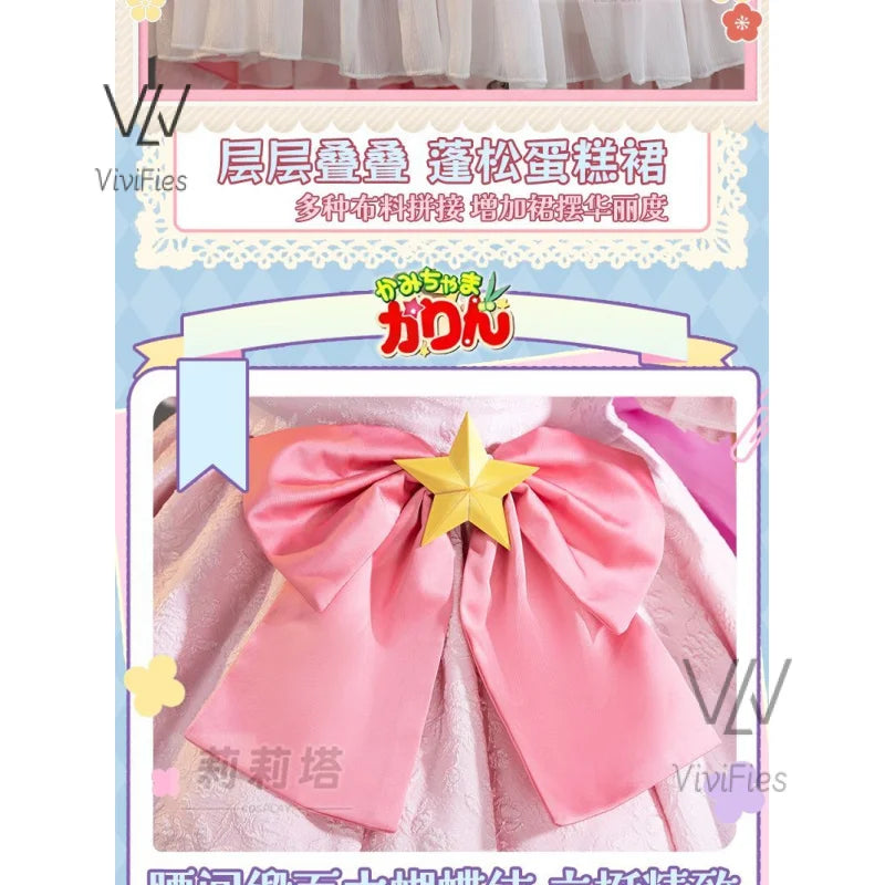 IN STOCK Anime Little Goddes Kamichama Karin Hanazono Karin Gorgeous Elegant Dress Pink Uniform Cosplay Costume Halloween Outfit