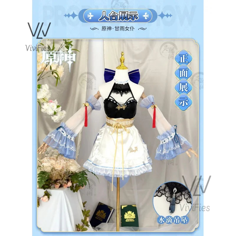 IN STOCK Ganyu Cosplay Maid Dress Game Genshin Impact Cosplay Ganyu Maid Halloween Costumes Genshin Fanart Maid Outfit