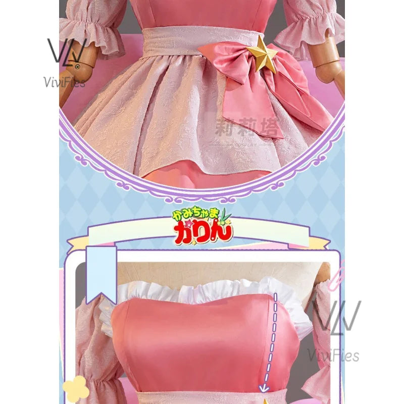 IN STOCK Anime Little Goddes Kamichama Karin Hanazono Karin Gorgeous Elegant Dress Pink Uniform Cosplay Costume Halloween Outfit