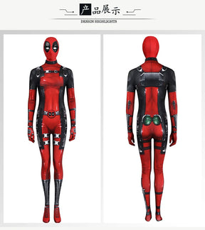 New Deadpool 3 Lady Cosplay Cosutme Wade Winston Wilson Jumpsuit Headgear Suit Halloween Women's Version Upgraded version