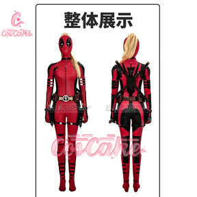 New Deadpool 3 Lady Cosplay Cosutme Wade Winston Wilson Jumpsuit Headgear Suit Halloween Women's Version Upgraded version