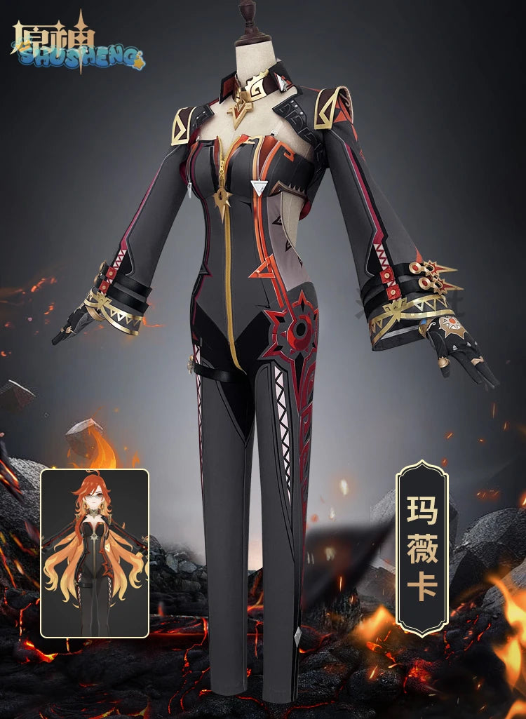 Genshin Impact Mavuika Pyro Archon Game Suit Sexy Lovely Uniform Cosplay Costume Halloween Party Role Play Outfit Women