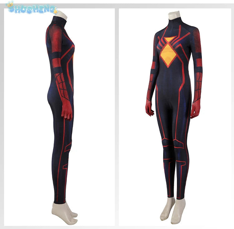 New XXS-XXL Spider-Woman Cosplay Jessica SpiderGirl Costume Superhero Outfit Bodysuit Halloween Spiderwoman Costume