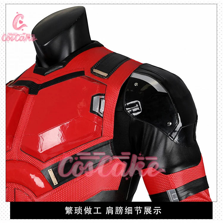 New Movie Deadpool Cosplay Costume Red Zentai Bodysuit Party Men Wolverine Full Jumpsuits Sword Bag Boots Belt Custom Made