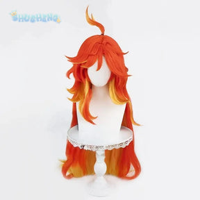 Genshin Impact Mavuika Cosplay Wig Sunglasses Red Yellow Long Hair Natlan Halloween Party for Women Girls