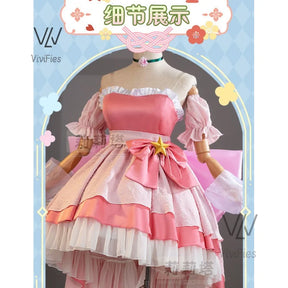 IN STOCK Anime Little Goddes Kamichama Karin Hanazono Karin Gorgeous Elegant Dress Pink Uniform Cosplay Costume Halloween Outfit