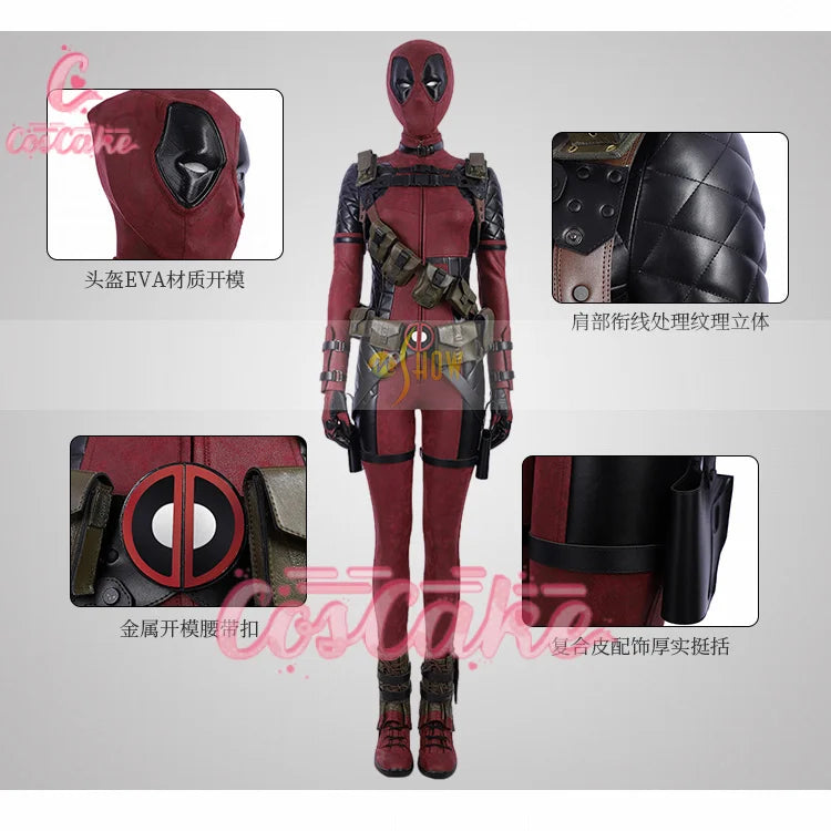 New Deadpool  Cosplay Cosutme Wade Winston Wilson Jumpsuit Belt Cosplay Costume Movie Anti-hero Suit Halloween Women's version