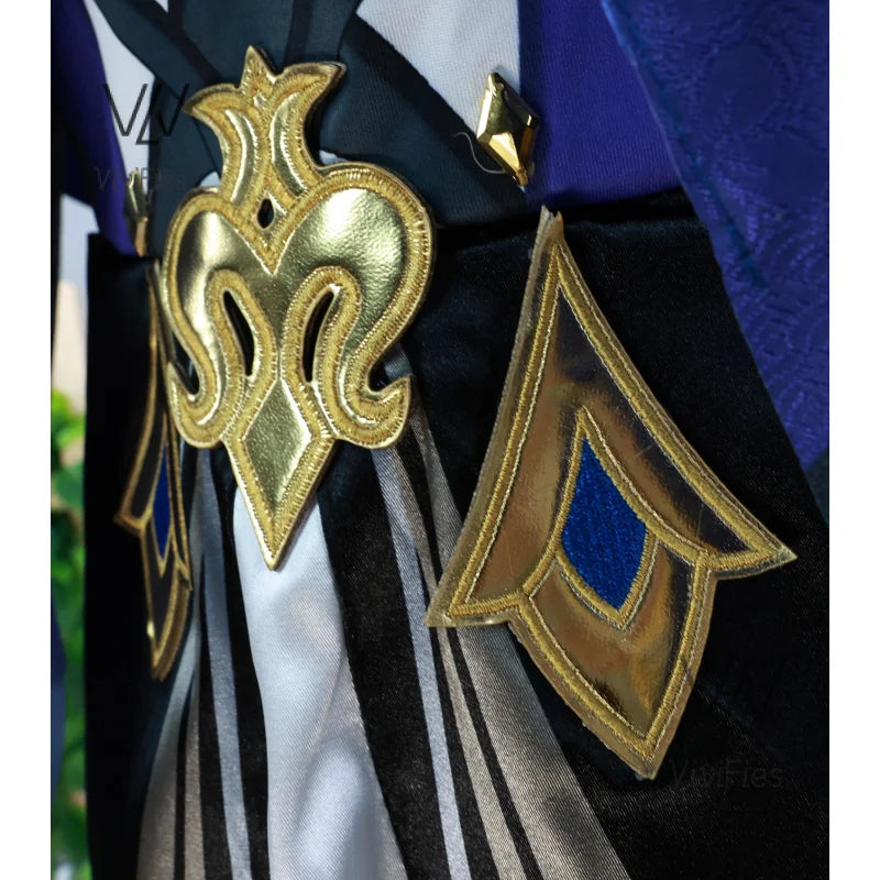 Clorinde cosplay costume Genshin Fontaine impact Clorinde cosplay dress uniform champion duelist wig hat uniform cloak full set