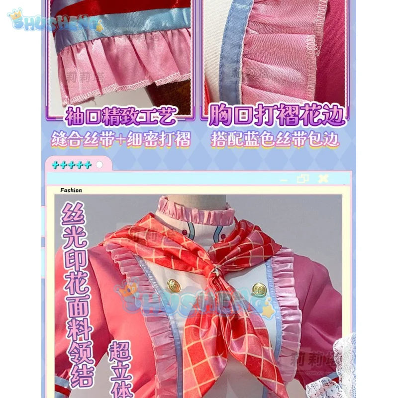 Anime Aikatsu! Cosplay Hoshimiya Ichigo Cosplay Costume Lolite Dress  Wig Women Hallowen Party Girls increase size S-XXL