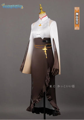 Ningguang Yelan clothing cosplay Genshin impact wig Baotou ear accessories waist Halloween male and woman uniform