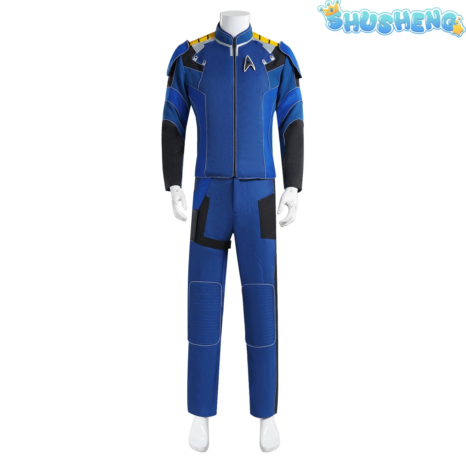 Movie Star Cosplay James Tiberius Captain Costume Kirk Trek Men's Blue Jacket Pants Uniform with Shoes Halloween Outfit