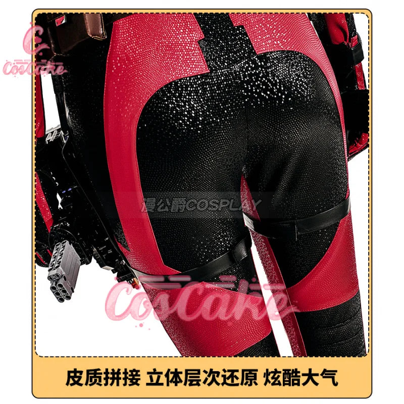 New Deadpool 3 Lady Cosplay Cosutme Wade Winston Wilson Jumpsuit Headgear Suit Halloween Women's Version Upgraded version