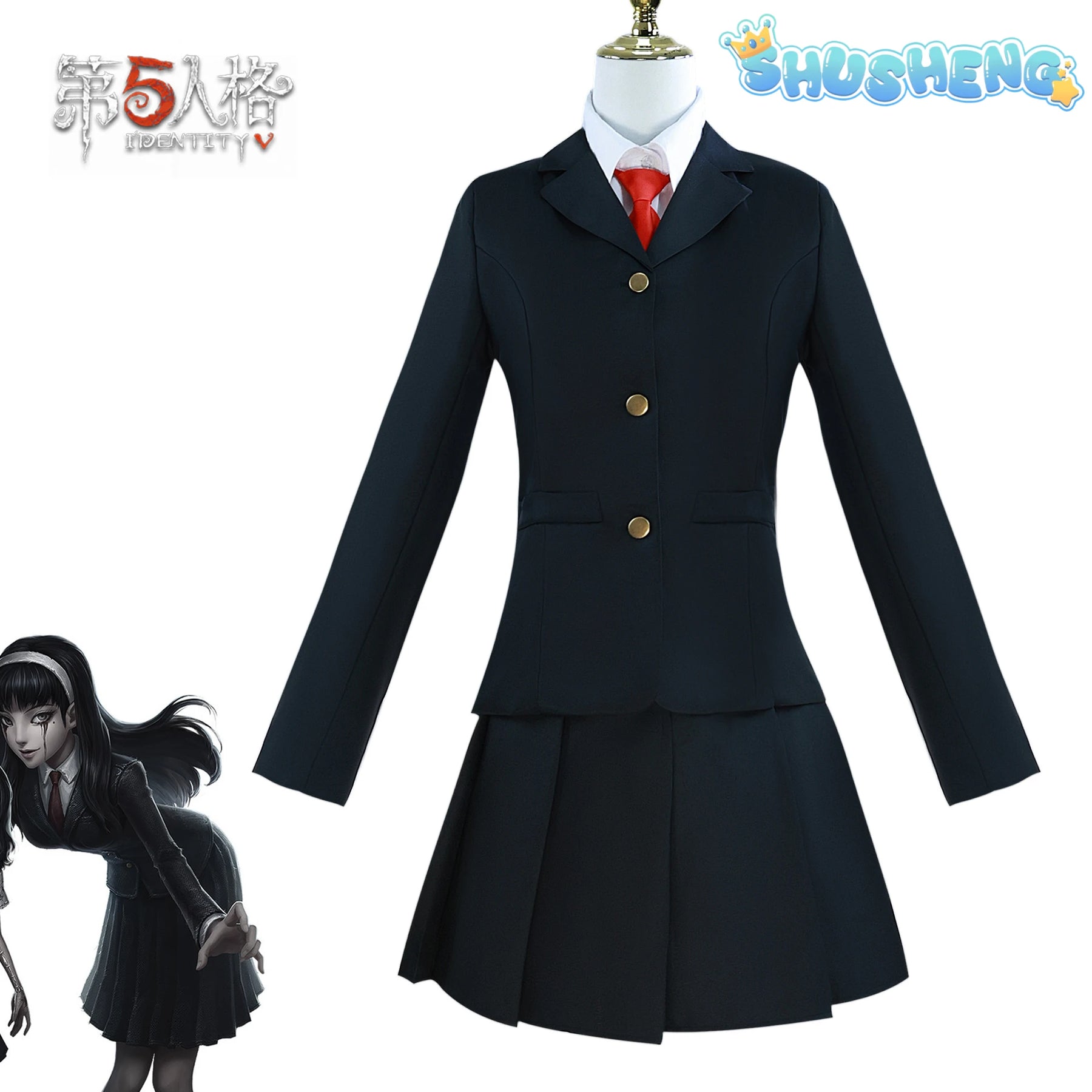 Identity V Yidhra Cosplay Costume with Hair Hoop JK Uniform for Halloween Anime Comic Dream Witch Yidhra Outfits