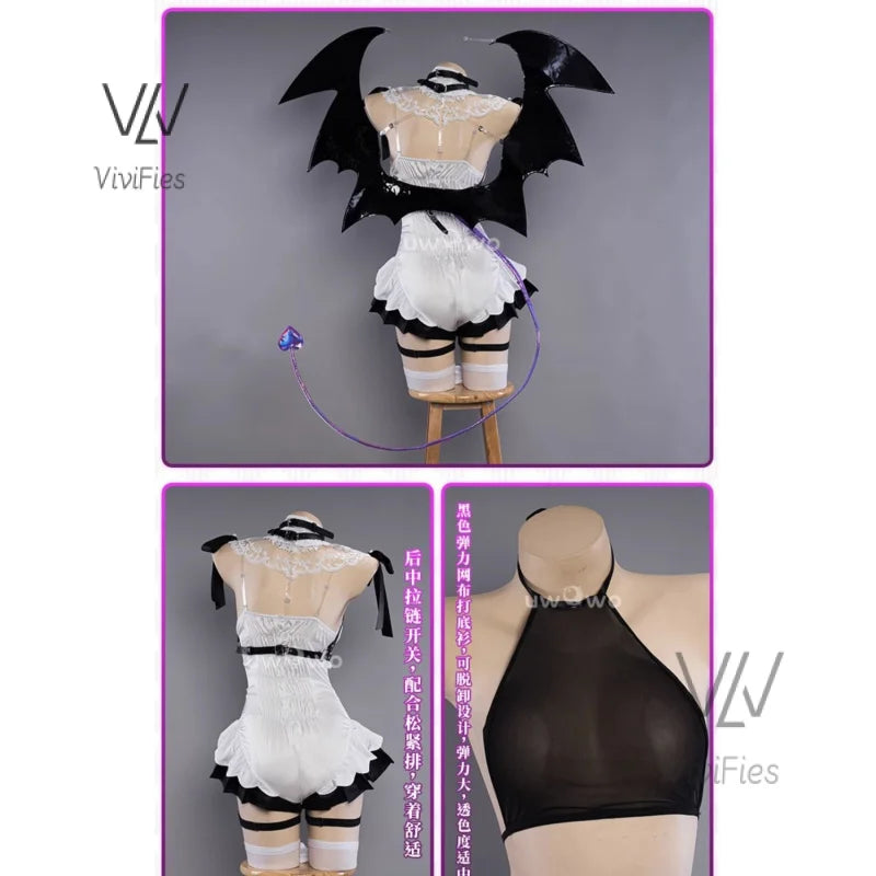 Genshin Impact New Skin Keqing Cosplay Costume Uniform Wig Anime Sexy suspension jumpsuit with small wings Halloween party outfi