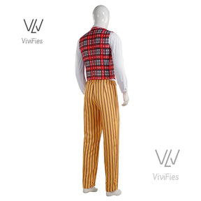 Doctor Colin Baker Cosplay Who Doctor   Long Coat Plaid Vest Pant Suit Costume Fancy Halloween Uniform Outfits S-XXXL