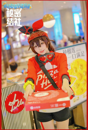 Anime Genshin Impact Amber  Linkage Waiter Game Suit Lovely Uniform Cosplay Costume Halloween Party Outfit  IN STOCK