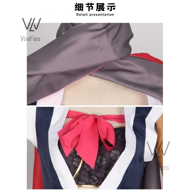 Game Senren*Banka  Hitachi Mako Cosplay Costume Halloween Japanese Game Suit Lovely Women Kimono New in stock