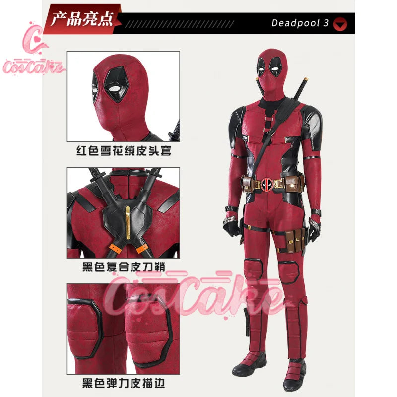 New Deadpool 3 Cosplay Cosutme Wade Winston Wilson Jumpsuit Belt Cosplay Costume Movie Anti-hero Suit Halloween