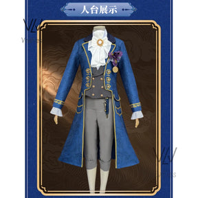 Identity Ⅴ Alva Lorenz Cosplay Costume Wig S-skin Glasses Blue Uniform Pants Vest Earrings Women Men Roleplay Outfits Halloween