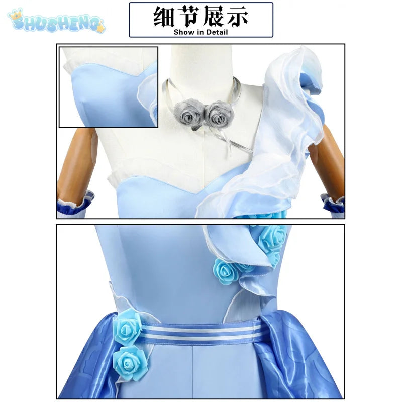 Shusheng-N Identity V Demi Bourbon Barmaid Rose Cosplay Costume Role Play Comic With Dress Hallowmas Party Wigs Animation Prop