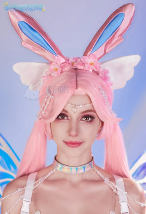 Anime Sylveon Cosplay 2024 Latest Costume Wings wig headband pink sexy dress girl Halloween party set