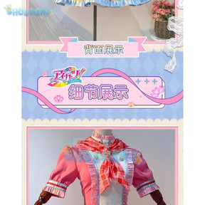 Anime Aikatsu! Cosplay Hoshimiya Ichigo Cosplay Costume Lolite Dress  Wig Women Hallowen Party Girls increase size S-XXL