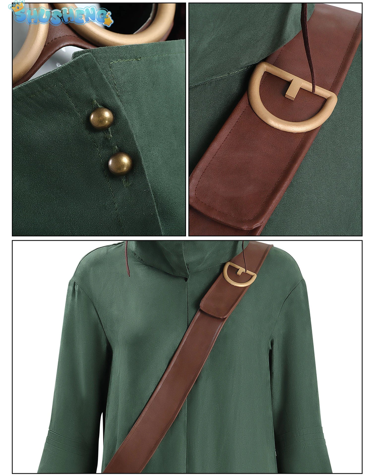 Shusheng-N Alone Cosplay Costume Game Nightmares III 3 Green Jumpsuit Hat Cap Head Cover Bag Helmets Glasses Halloween Party XS-XXXL