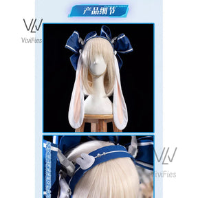 Game AzuRr Lanee USS Laffey II Bunny Cosplay Costume Dress Female Party Clothing Uniform Wig,accessories girls' dress set