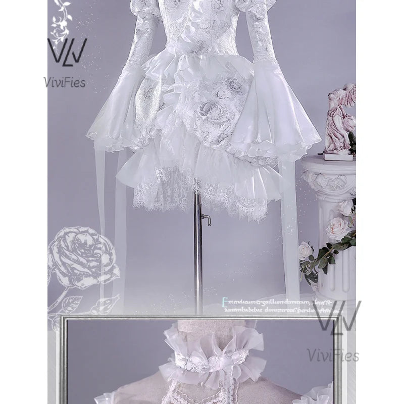 Kirakishou Cosplay Costume Wigs Anime Roses Maiden Cosplay Women Kirakishou Cosplay Lolita Gothic Dress White Lolita Dress Boots