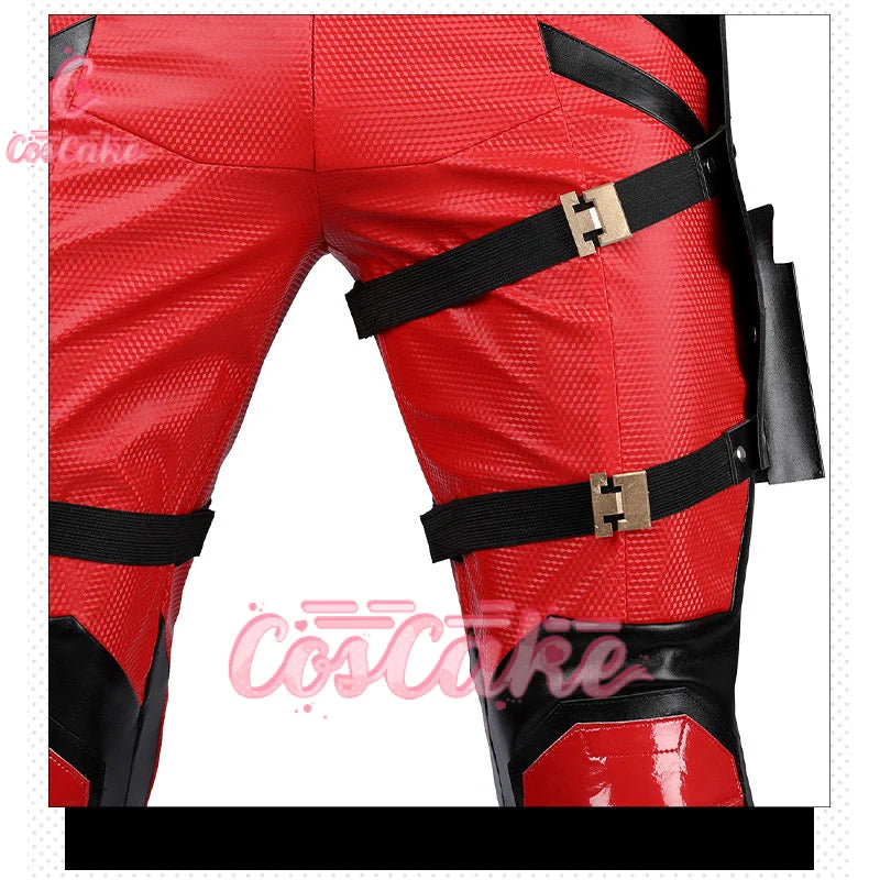 New Movie Deadpool Cosplay Costume Red Zentai Bodysuit Party Men Wolverine Full Jumpsuits Sword Bag Boots Belt Custom Made