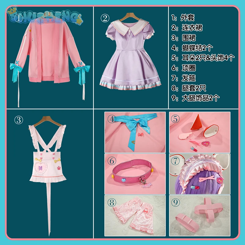 Shusheng vtuber Ratna Petit game suit elegant lovely dress uniform cosplay costume Halloween Carnival party role play outfit