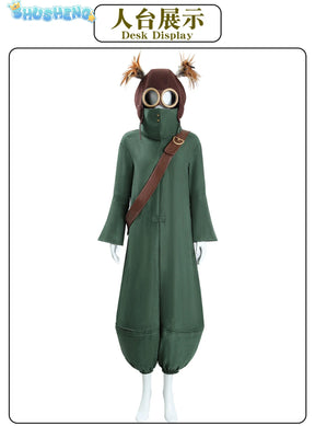 Shusheng-N Alone Cosplay Costume Game Nightmares III 3 Green Jumpsuit Hat Cap Head Cover Bag Helmets Glasses Halloween Party XS-XXXL