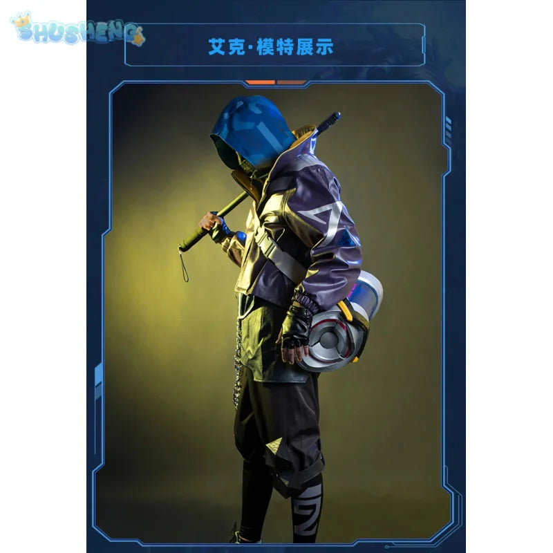 Anime Game LOL True Damage Ekko Fashion Uniform Cosplay Costume Halloween Carnival Party Outfit Casual Clothing Men